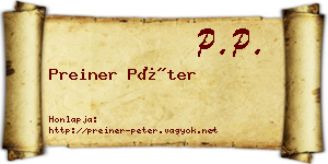 Preiner Péter névjegykártya